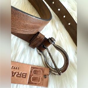 Brown Leather Women's Belt with Silver Buckle